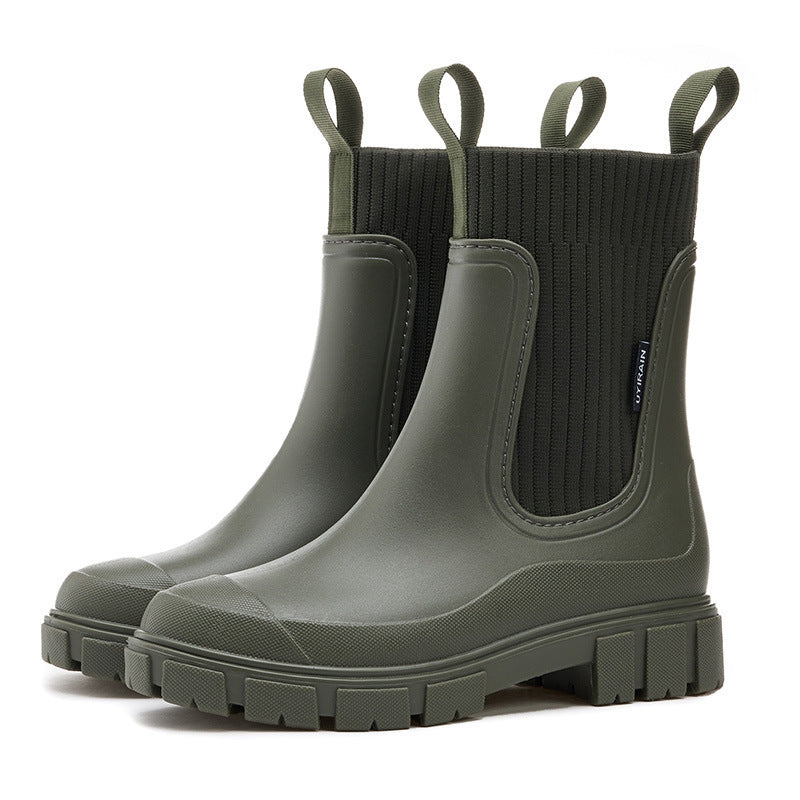 Noelle | Women's Chelsea Boots Knit Collar Lug Sole