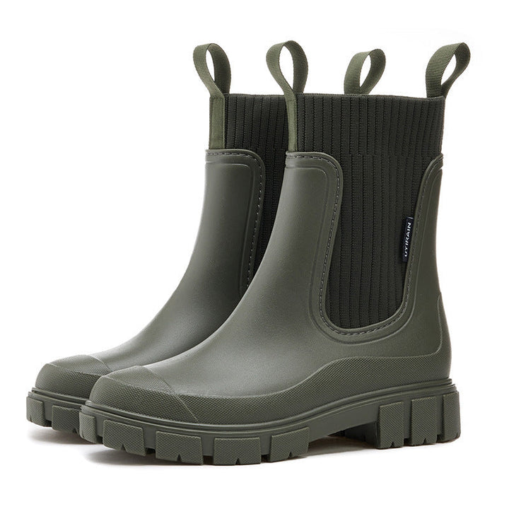 Noelle | Women's Chelsea Boots Knit Collar Lug Sole