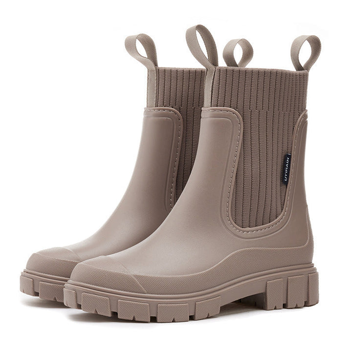Noelle | Women's Chelsea Boots Knit Collar Lug Sole