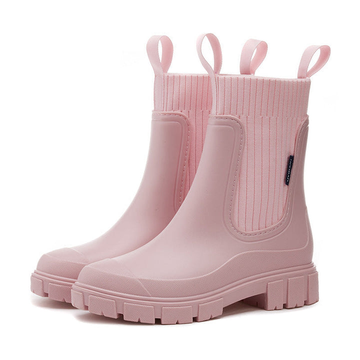 Noelle | Women's Chelsea Boots Knit Collar Lug Sole