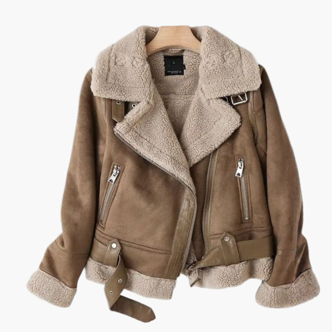 Zendell | Sherpa Moto Belted Women's Leather Jackets