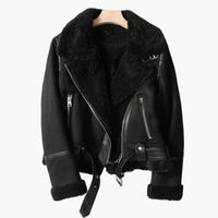 Zendell | Sherpa Moto Belted Women's Leather Jackets