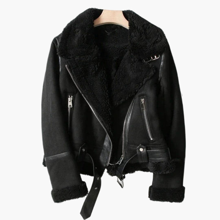 Zendell | Sherpa Moto Belted Women's Leather Jackets