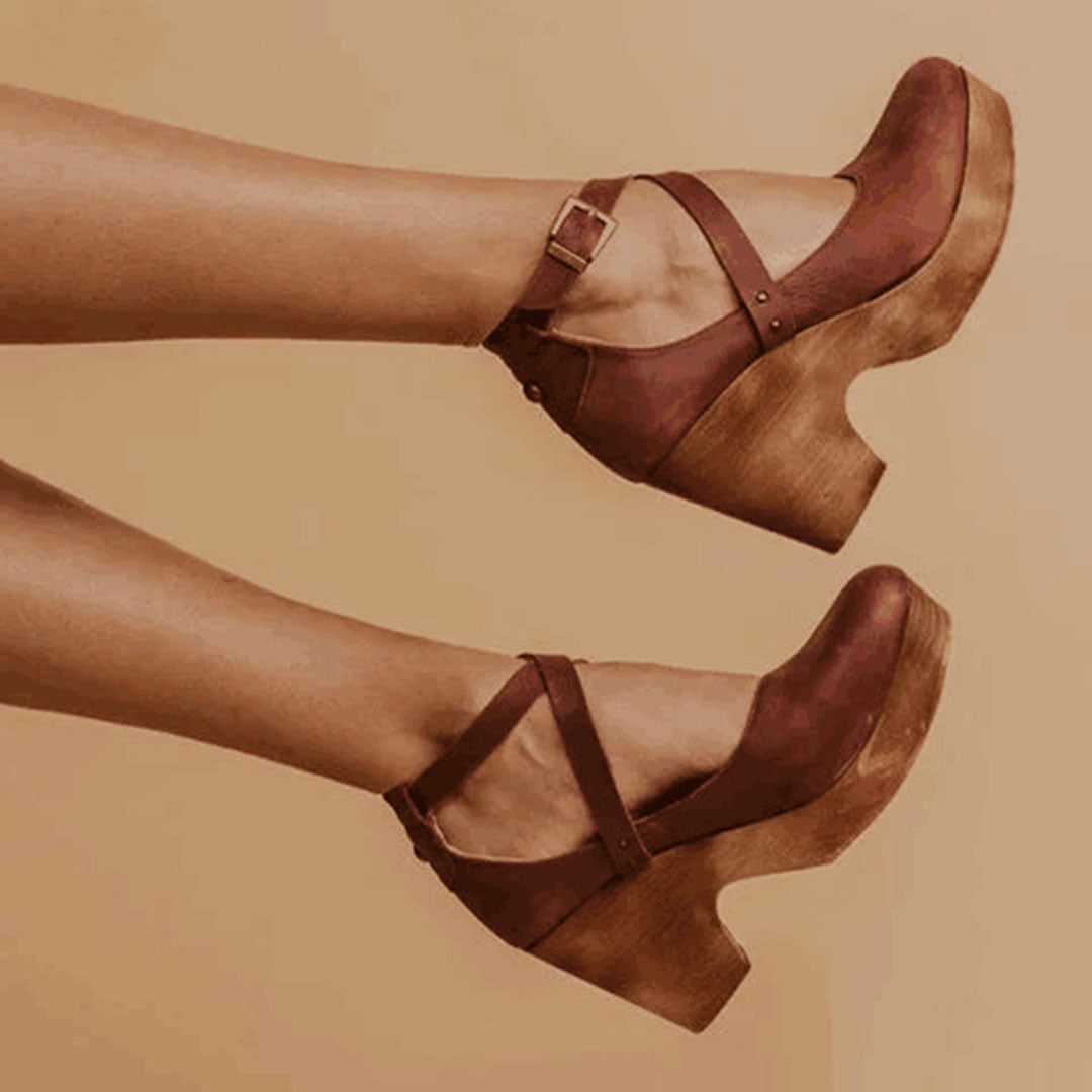 Solstice | Cross Strap Mary Jane Clog Platform Heels