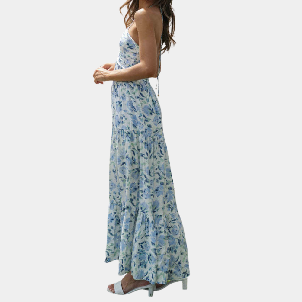 Dagmar | Ditsy Floral Tiered Halter Neck Maxi Dress