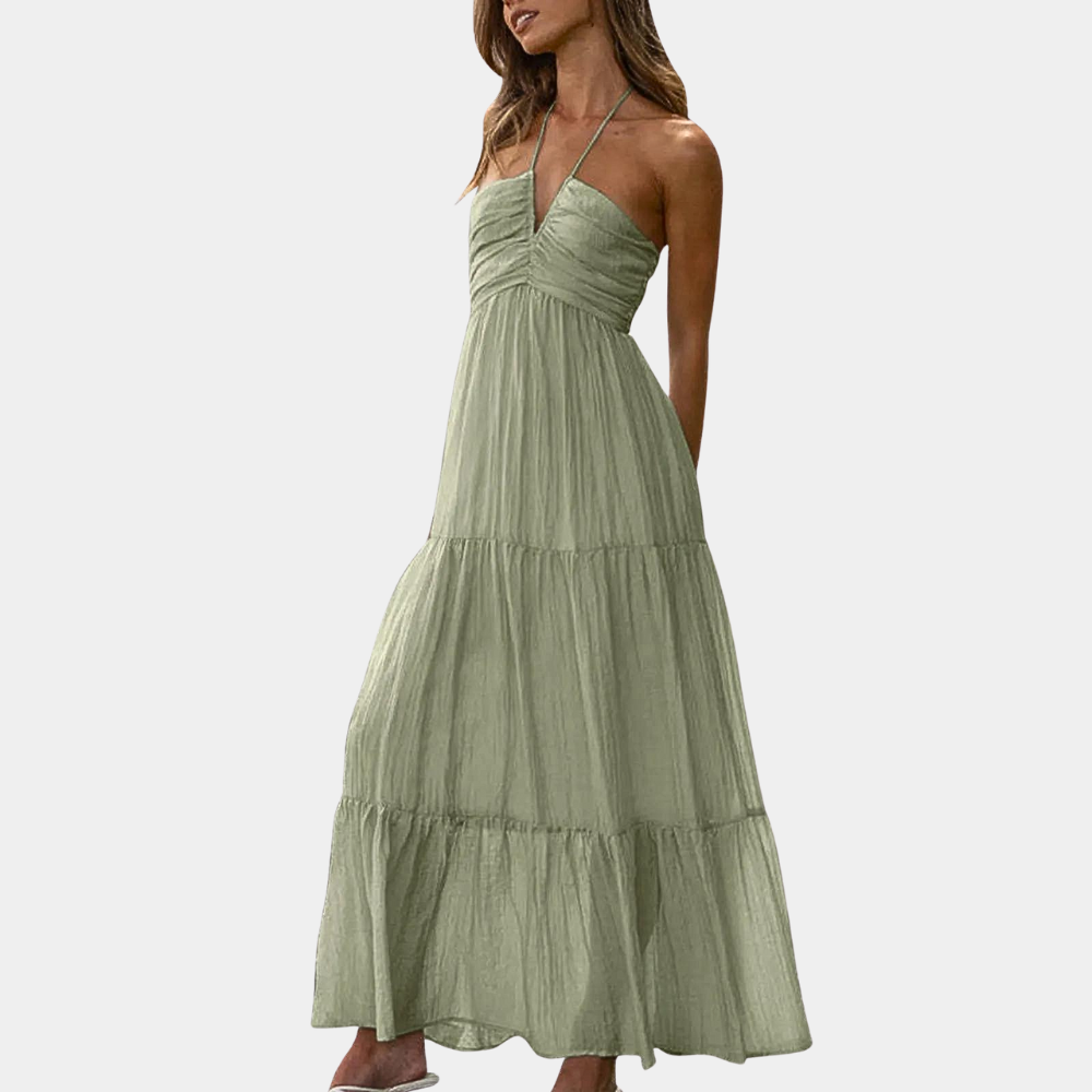 Dagmar | Ditsy Floral Tiered Halter Neck Maxi Dress