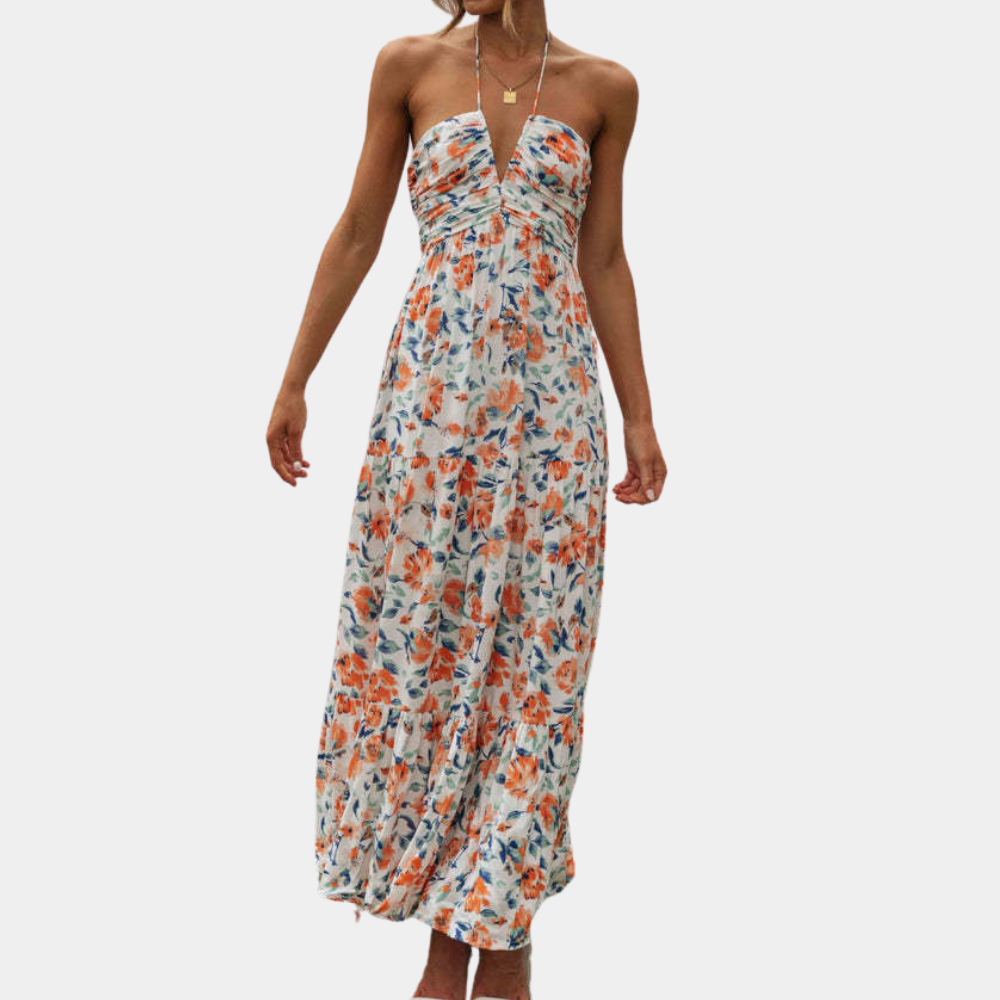 Dagmar | Ditsy Floral Tiered Halter Neck Maxi Dress