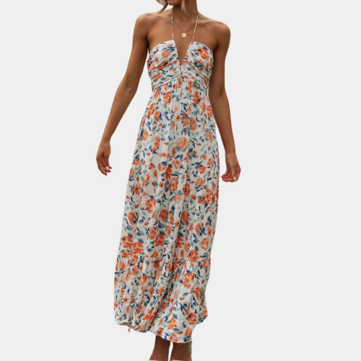 Dagmar | Ditsy Floral Tiered Halter Neck Maxi Dress