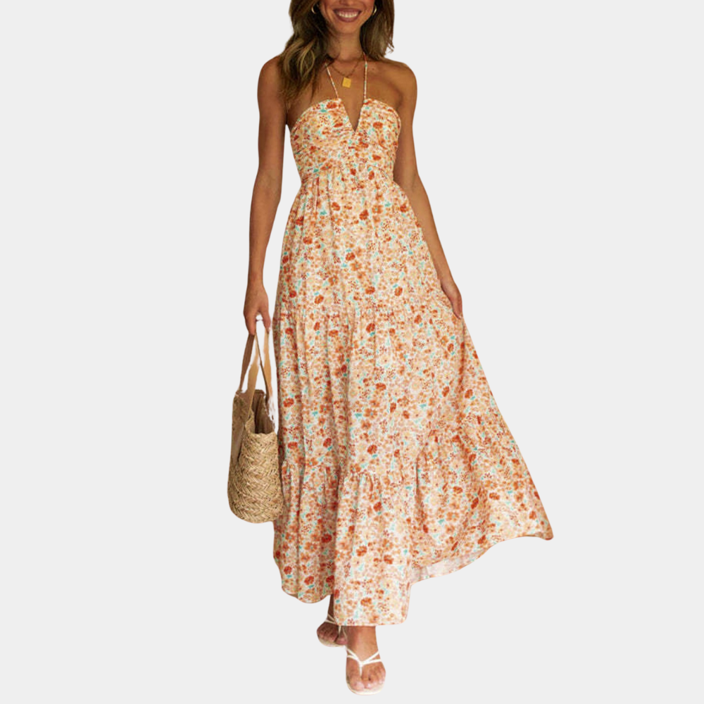 Dagmar | Ditsy Floral Tiered Halter Neck Maxi Dress
