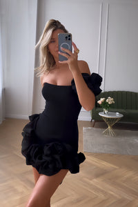 Nicolette | Off-Shoulder Ruffle Hem Wedding Guest Dress
