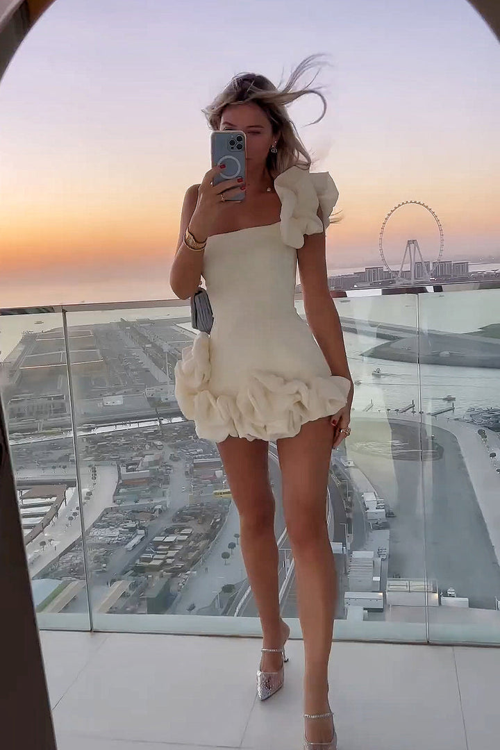 Nicolette | Off-Shoulder Ruffle Hem Wedding Guest Dress