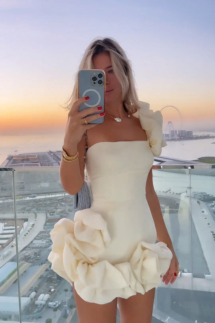 Nicolette | Off-Shoulder Ruffle Hem Wedding Guest Dress