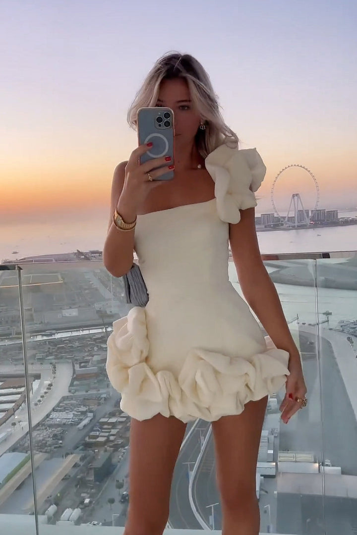 Nicolette | Off-Shoulder Ruffle Hem Wedding Guest Dress