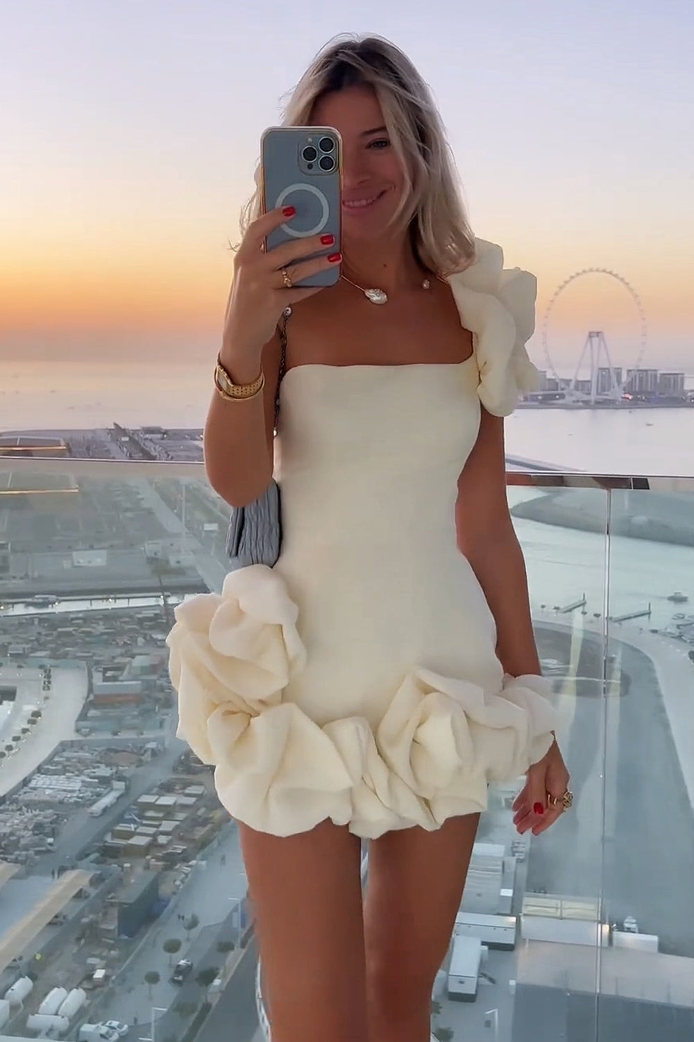 Nicolette | Off-Shoulder Ruffle Hem Wedding Guest Dress
