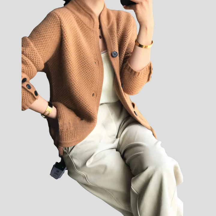 Leonelle | Textured Knit Stand Collar Women's Cardigans