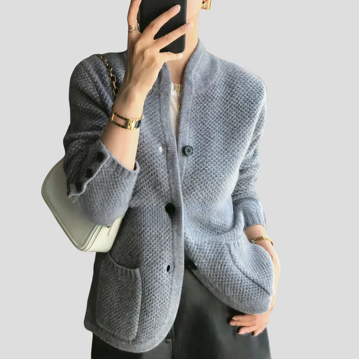 Leonelle | Textured Knit Stand Collar Women's Cardigans