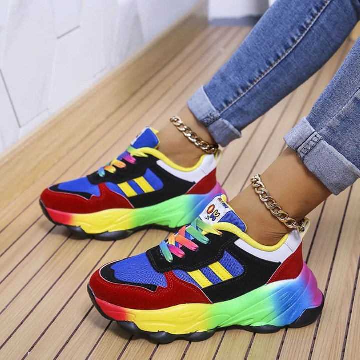 Stockholm | Rainbow Sole Colour Block Women's Sneakers
