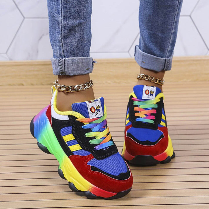 Stockholm | Rainbow Sole Colour Block Women's Sneakers
