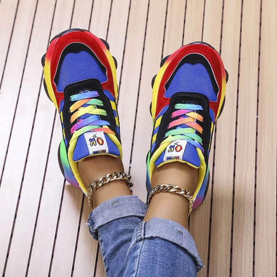Stockholm | Rainbow Sole Colour Block Women's Sneakers