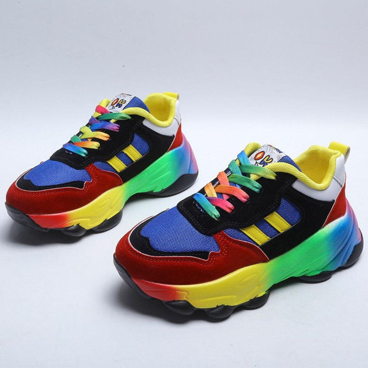 Stockholm | Rainbow Sole Colour Block Women's Sneakers