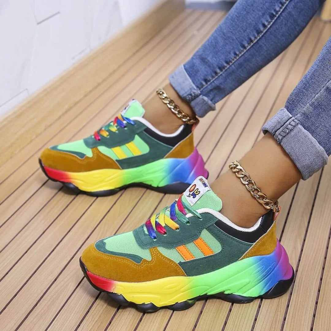 Stockholm | Rainbow Sole Colour Block Women's Sneakers