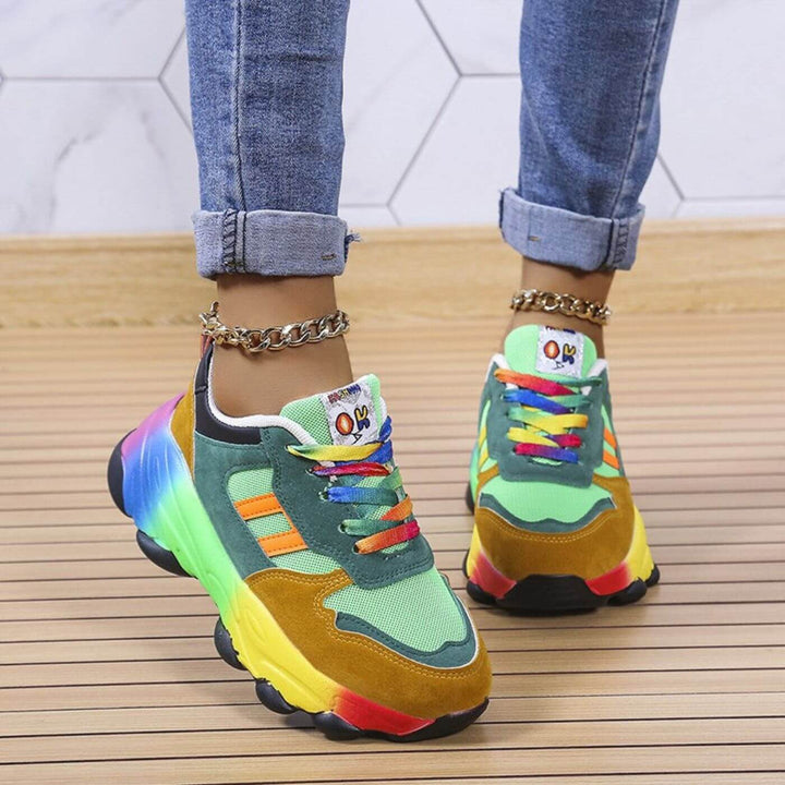 Stockholm | Rainbow Sole Colour Block Women's Sneakers