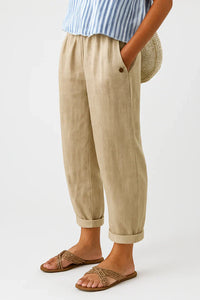 Dune | Tapered Roll-Cuff Elasticated Linen Pants
