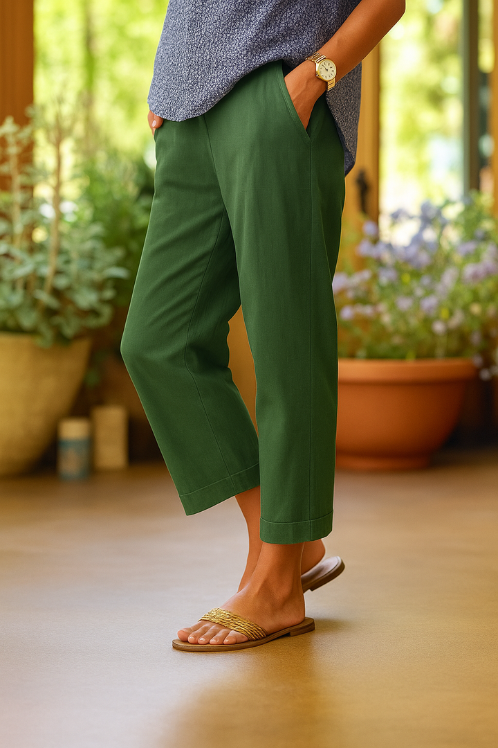 Capri | Tailored Cuffed Cropped Linen Pants