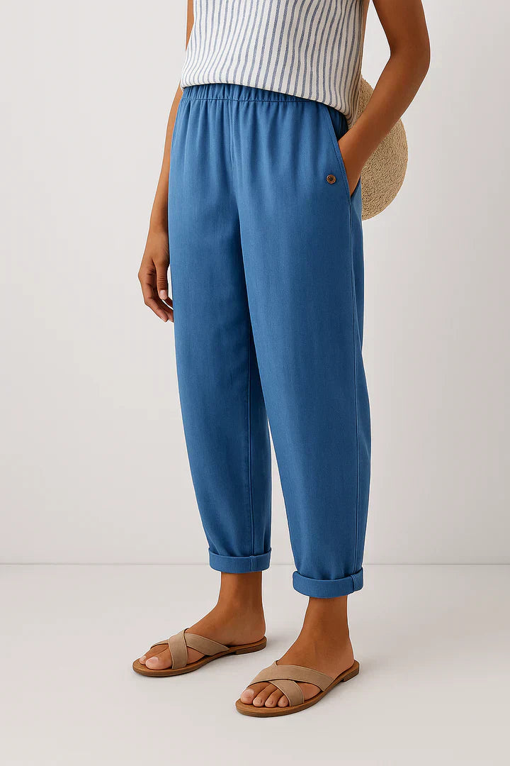 Dune | Tapered Roll-Cuff Elasticated Linen Pants