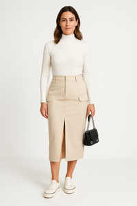 Scout | Utility Pocket Front Split Midi Skirt