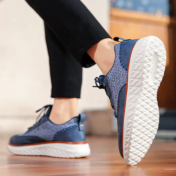 Quillen | Woven Texture Brogue-Detail Men Sneakers
