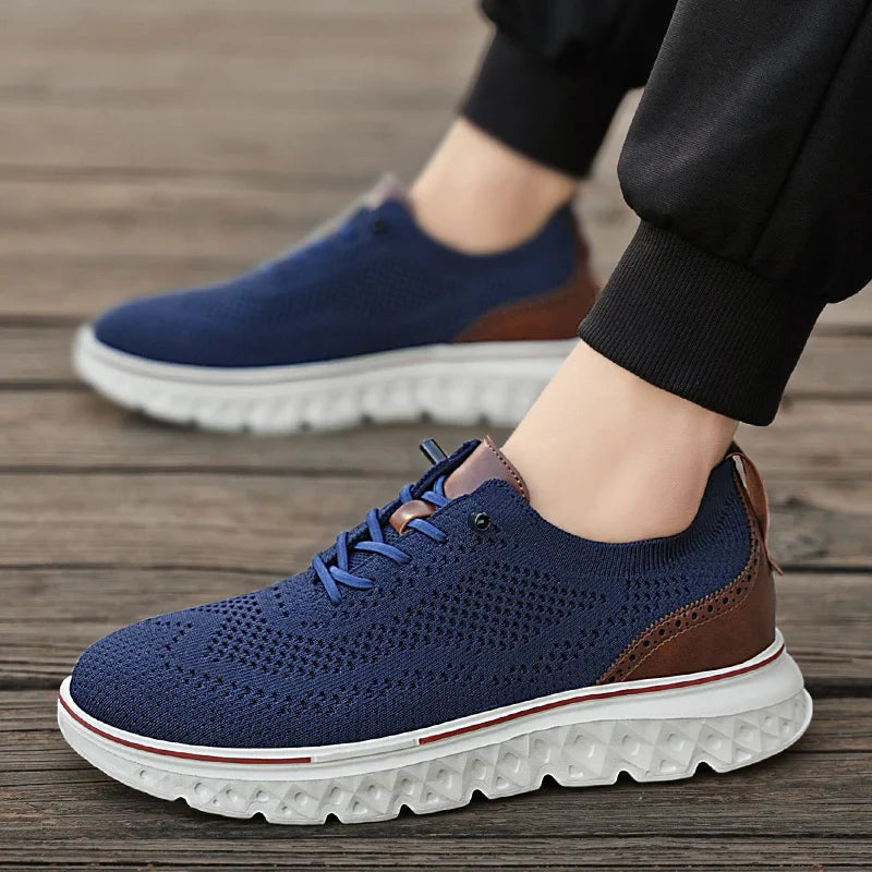 Stride | Flyknit Lace-Up Men's Sneakers with Leather Heel Panel