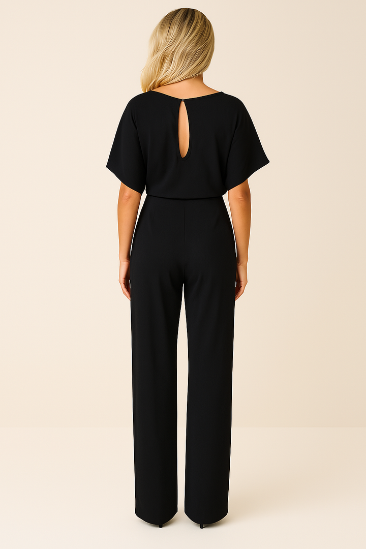 Dyone | Bateau Neck Kimono Sleeve Jumpsuit with Tie Waist
