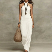 Calista | Halter Neck Dress with Cross-Front Maxi Silhouette