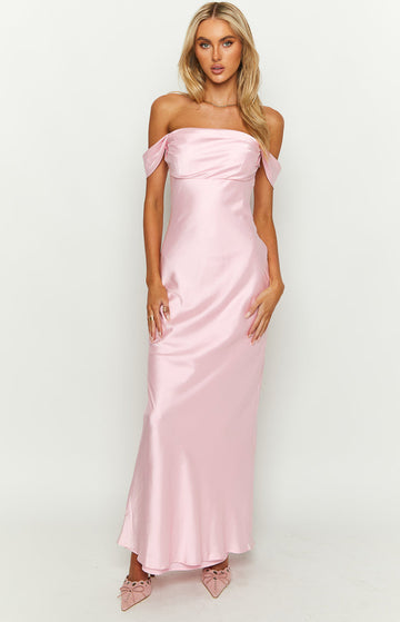 Ophelia | One Shoulder Satin Maxi Dress with Ruched Bodice