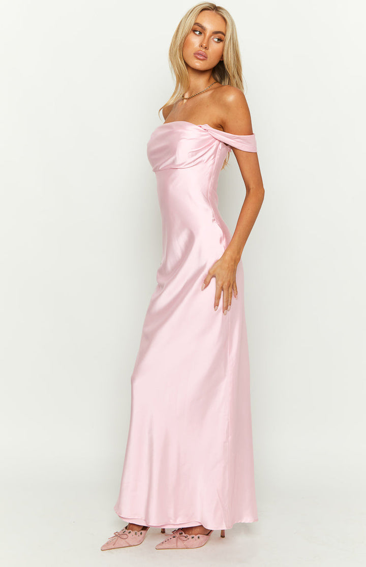 Ophelia | One Shoulder Satin Maxi Dress with Ruched Bodice