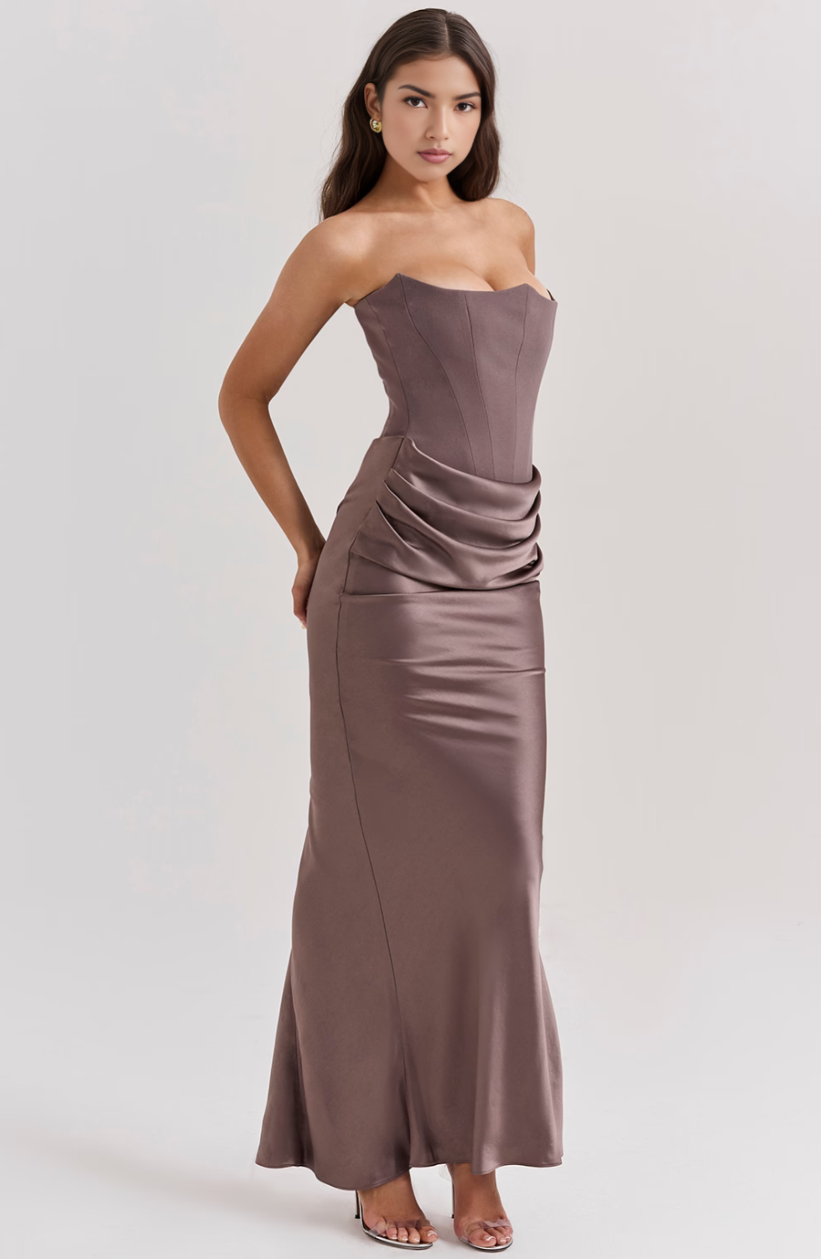 Valentina | Strapless Corset Satin Formal Maxi Dress