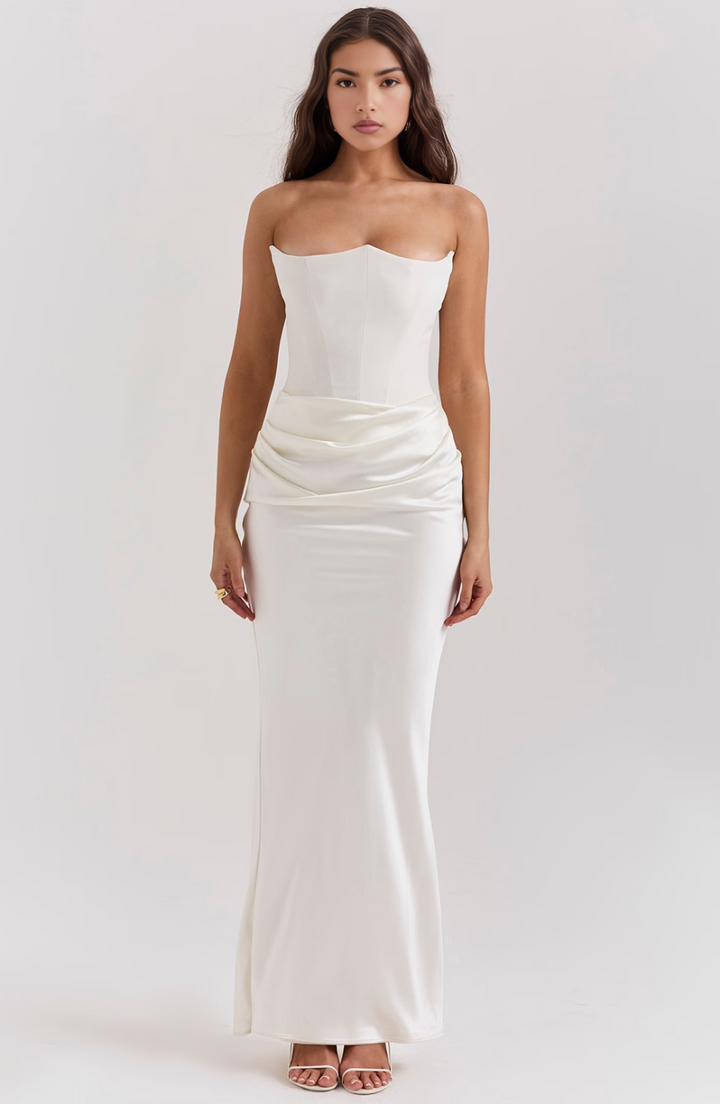 Valentina | Strapless Corset Satin Formal Maxi Dress