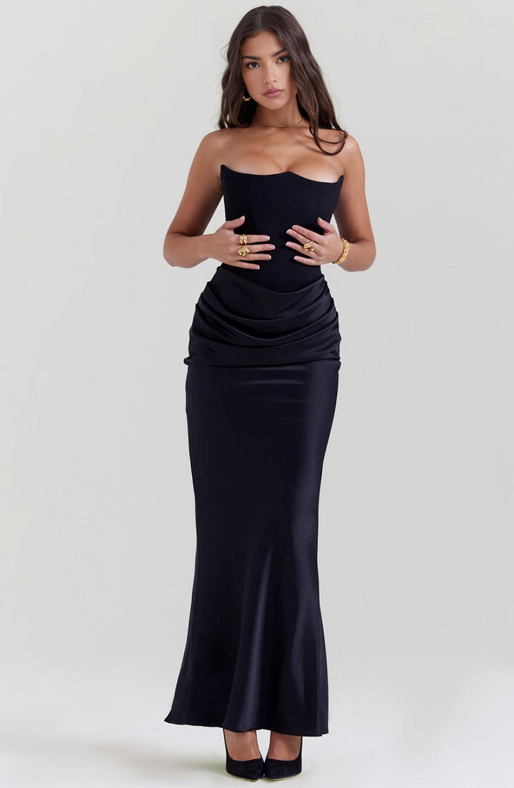 Valentina | Strapless Corset Satin Formal Maxi Dress