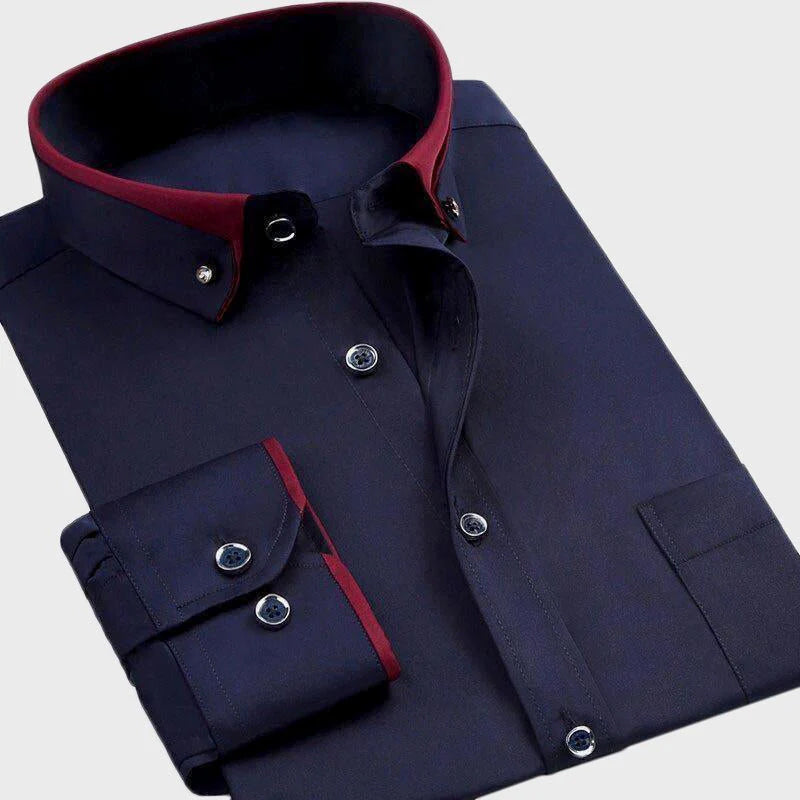 Felix | Contrast Collar Trim Long Sleeve Mens Smart Casual Shirt