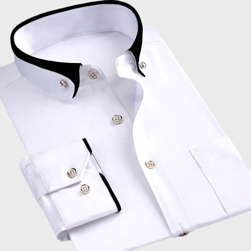 Felix | Contrast Collar Trim Long Sleeve Mens Smart Casual Shirt