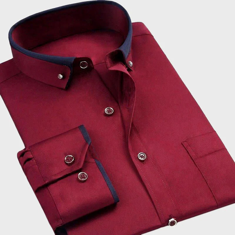 Felix | Contrast Collar Trim Long Sleeve Mens Smart Casual Shirt