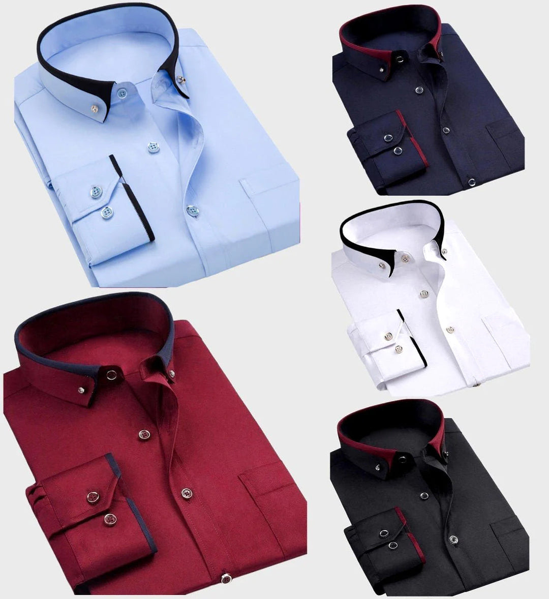 Felix | Contrast Collar Trim Long Sleeve Mens Smart Casual Shirt