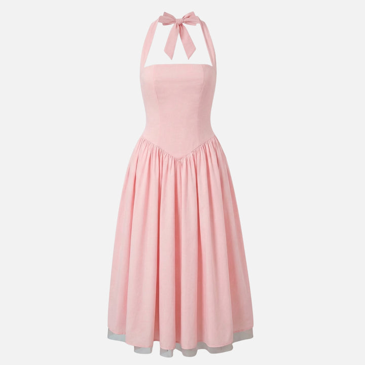 Scarlett | Halter Neck Dress with Full Tulle-Hem Midi Skirt
