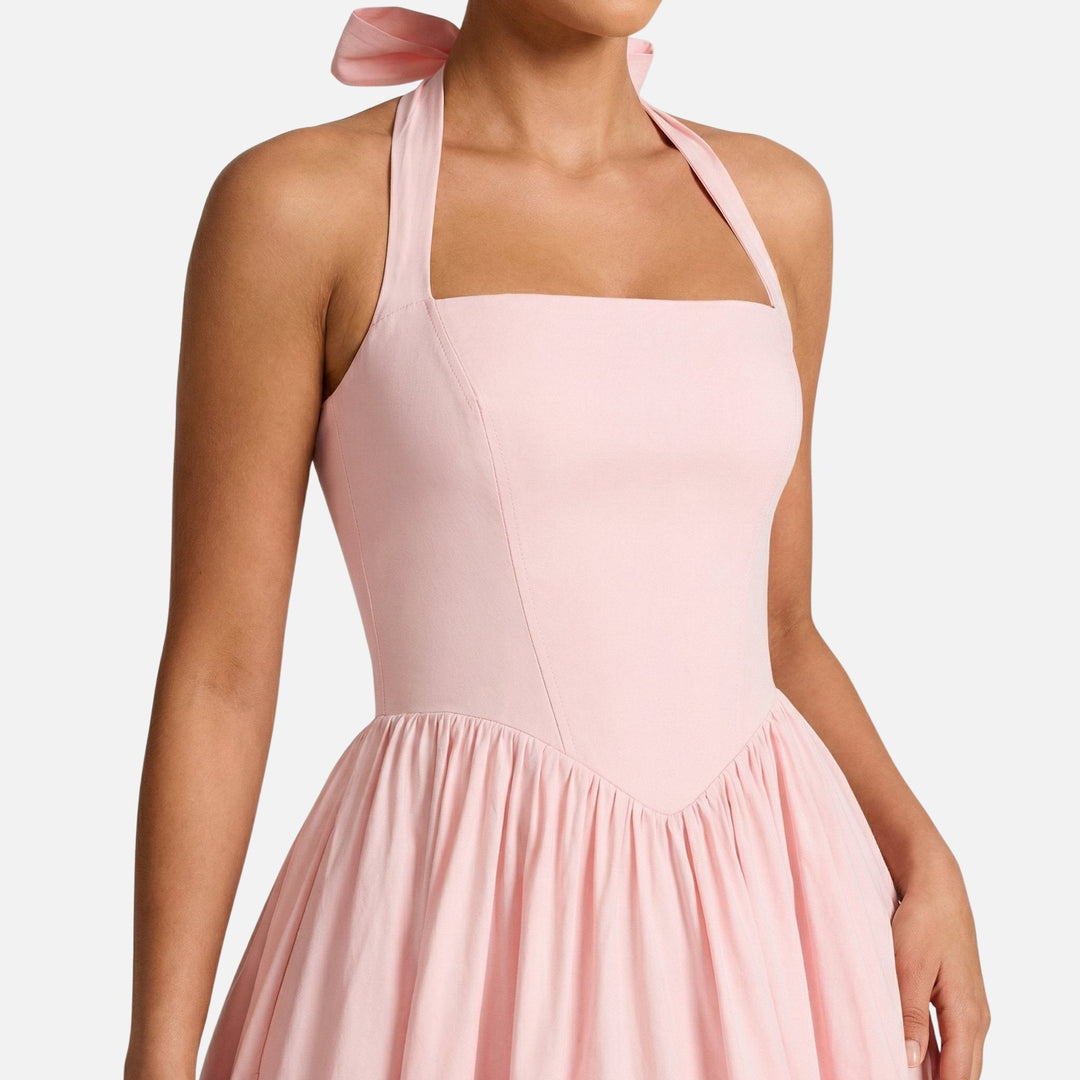 Scarlett | Halter Neck Dress with Full Tulle-Hem Midi Skirt