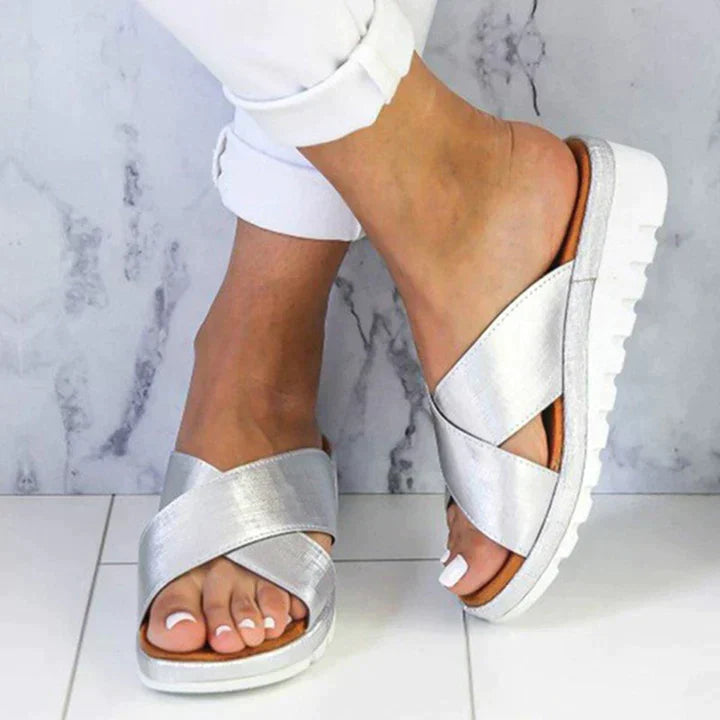 Vaneza | Women's Multi-Strap Platform Sandals – Adjustable Buckle Design