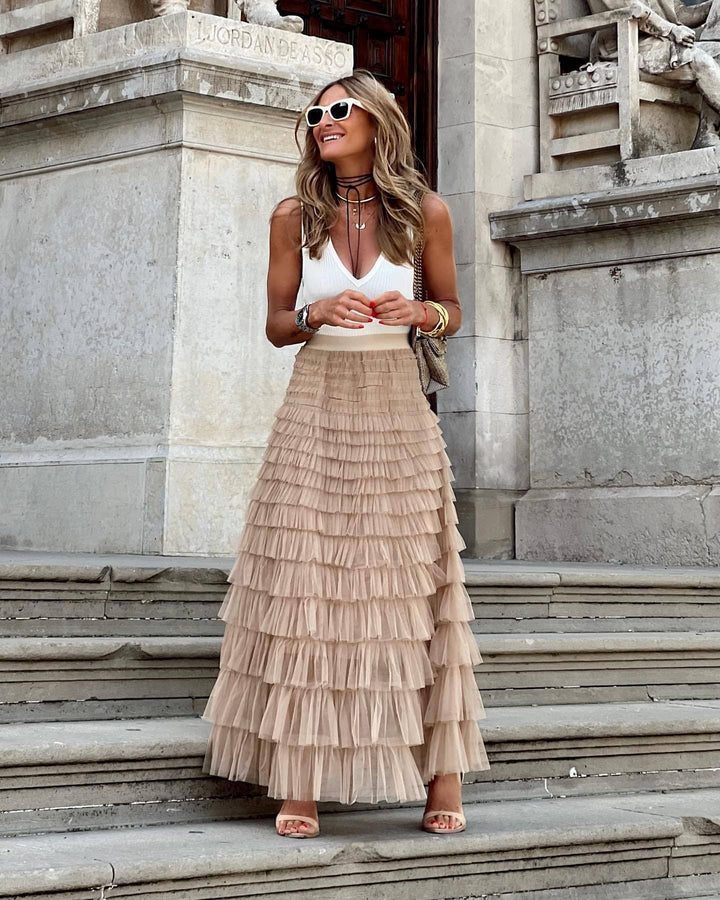 Bellissima | Tiered Ruffle Tulle Maxi Skirt