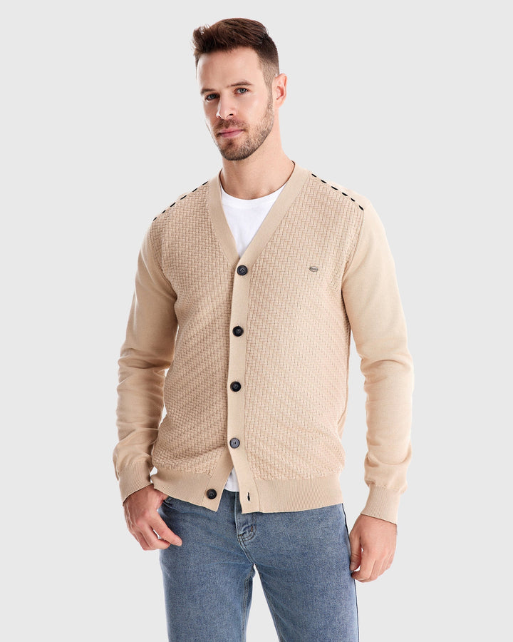Elliot | Woven-Texture V-Neck Men's Cardigans