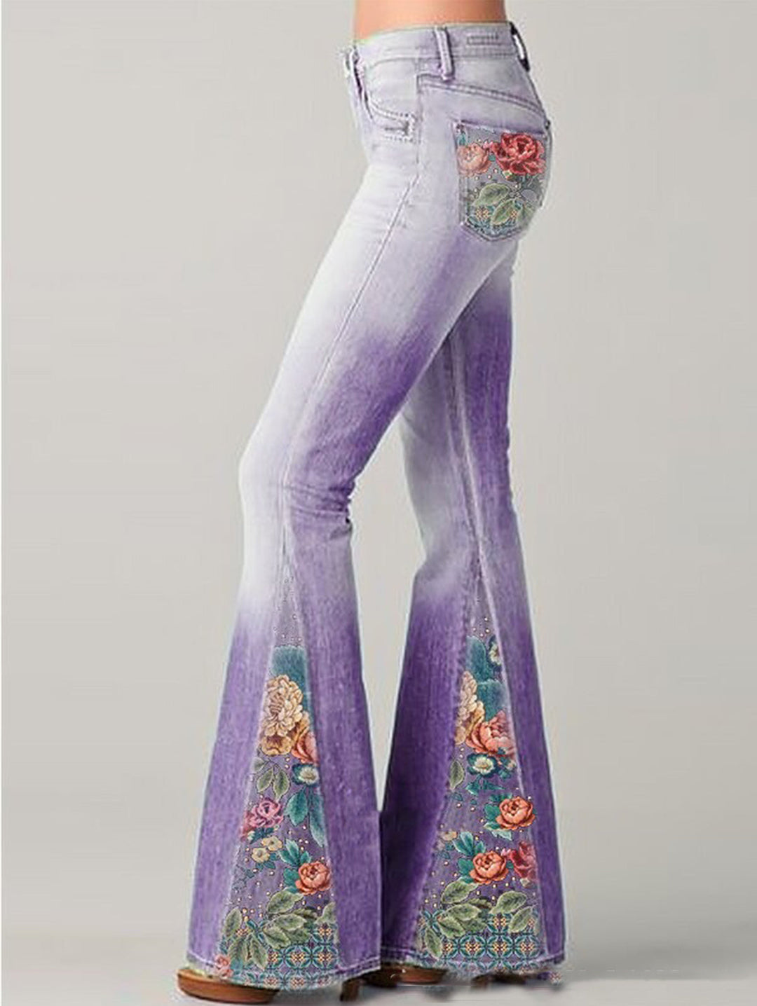 Sienna | Women's Jeans High Waist Floral Embroidered Flare