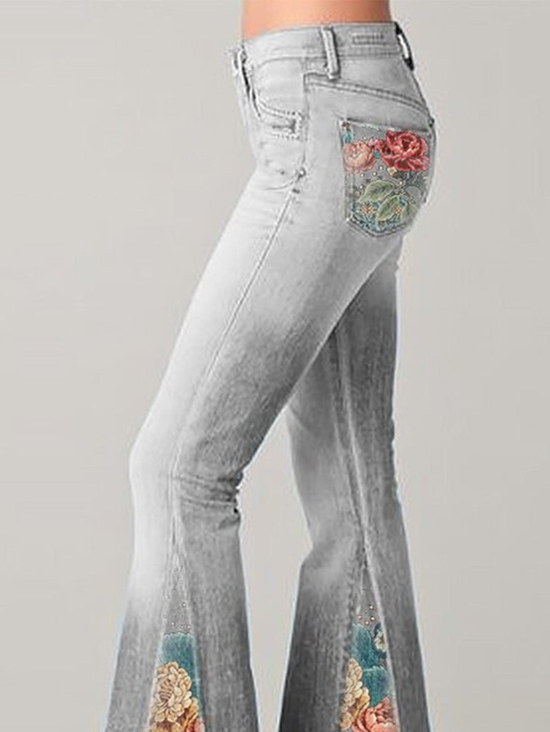 Sienna | Women's Jeans High Waist Floral Embroidered Flare